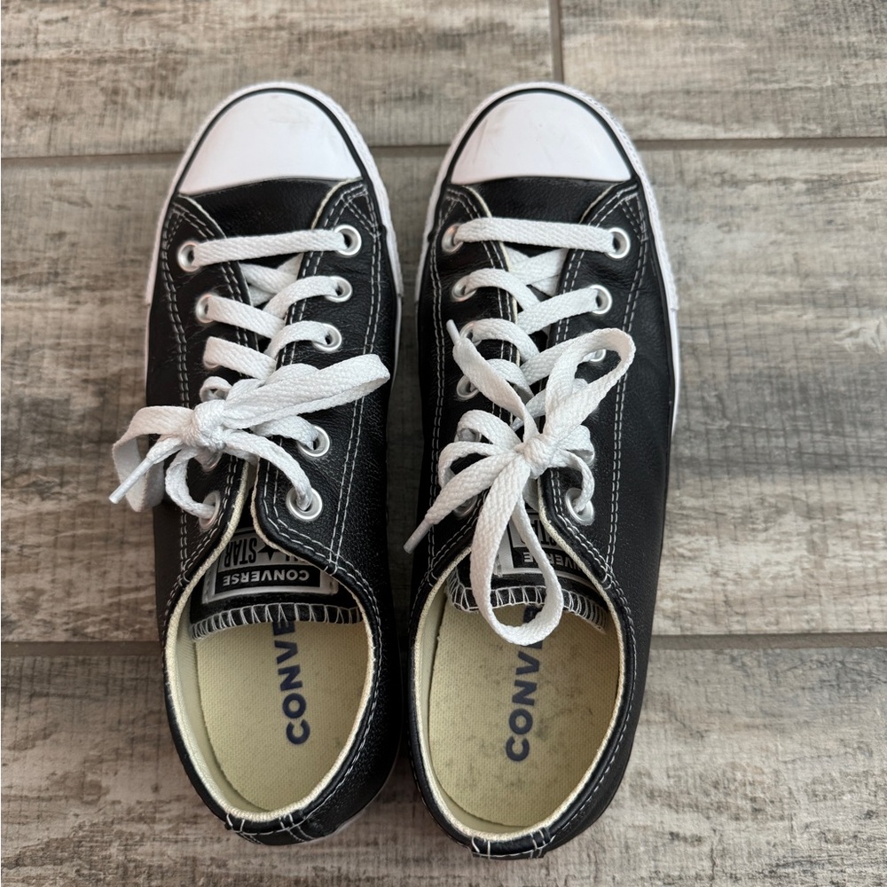 Converse Leather Black and White Classic Sneakers